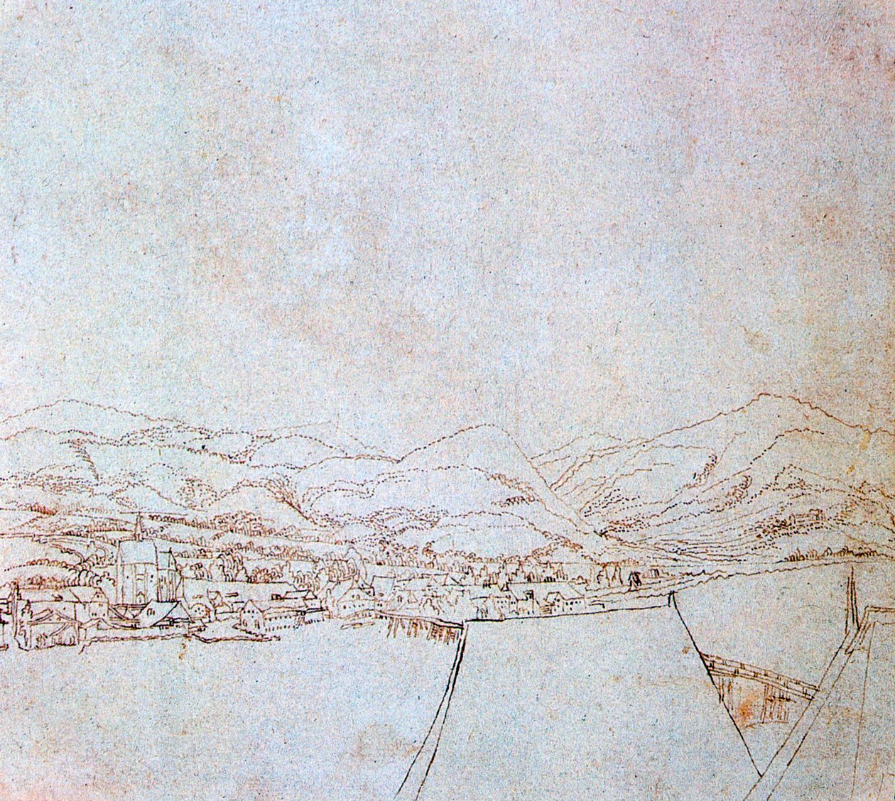 Urfahr látképe, c1510-1553 alkotó: Wolf Huber