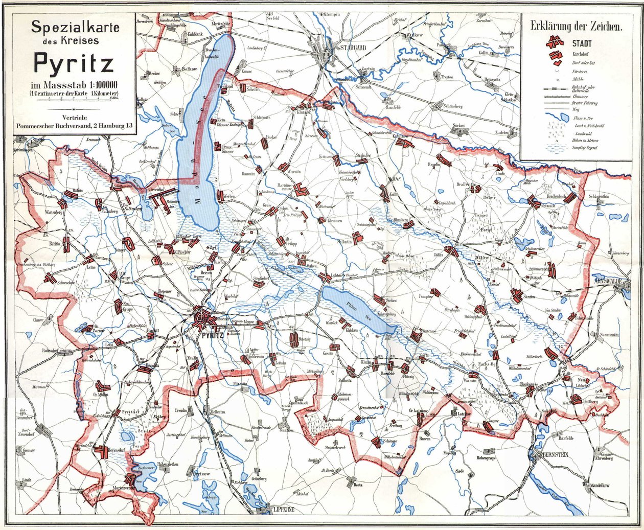 Pyritz és a Pyritz kerület háború előtti térképe alkotó: Wolfgang Langkabel