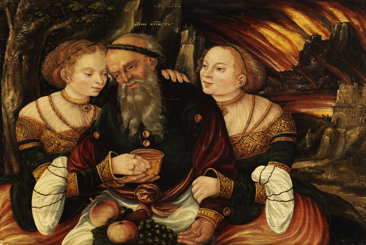 Lót és lányai alkotó: Lucas Cranach the Younger  