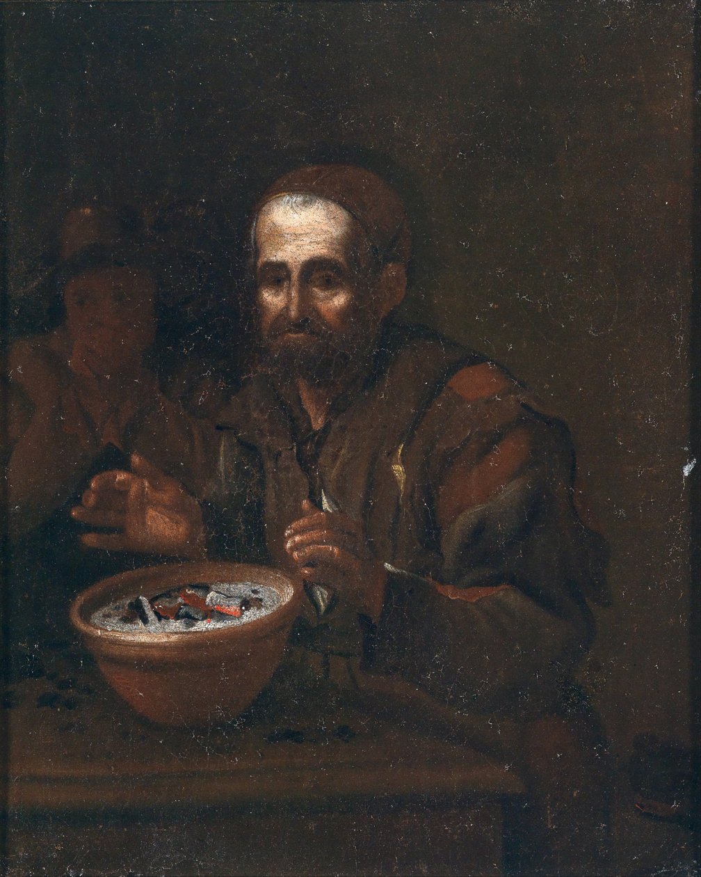 Egy öregember melegíti magát a szén tüze mellett alkotó: Workshop of Michiel Sweerts