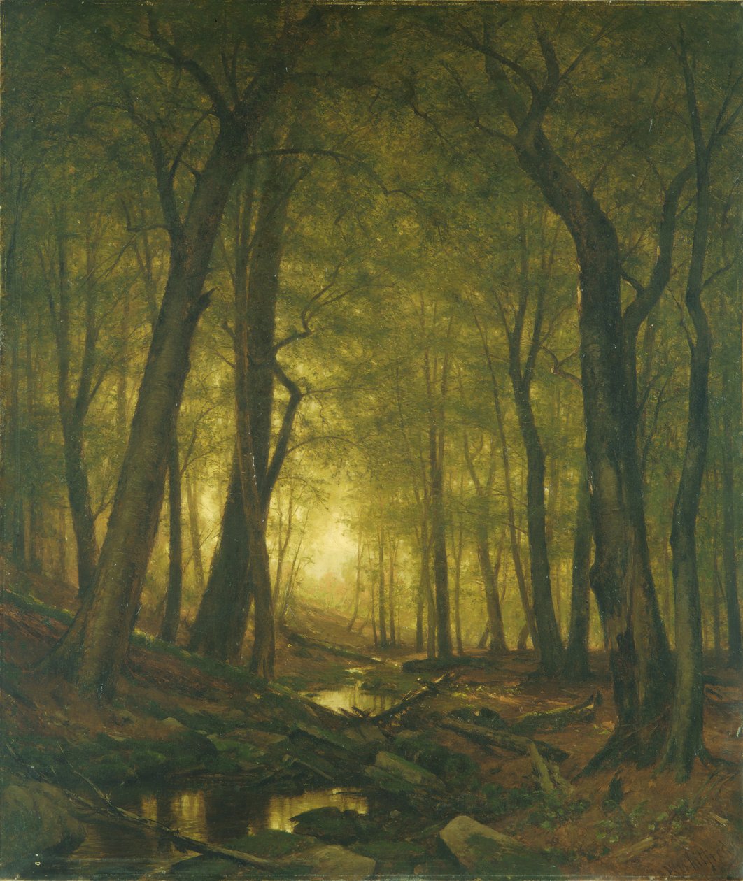 Este az erdőben, 1876. alkotó: Worthington Whittredge