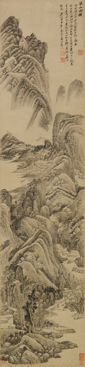 Patakok és hegyek eső után, Csing-dinasztia, 1704 (tinta, papír) alkotó: Wu Li