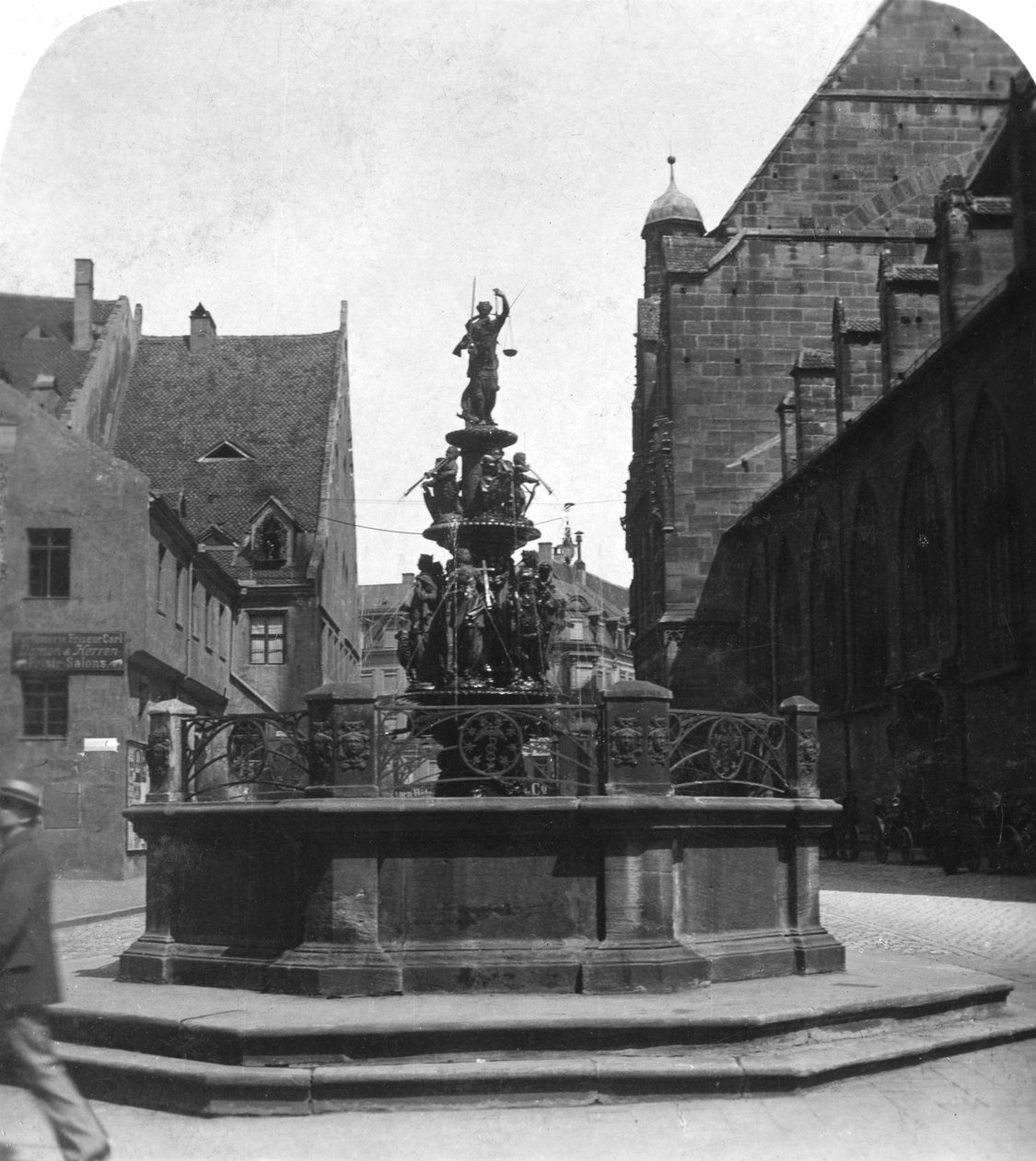 Tugendbrunnen, Nürnberg, Bajorország, Németország, 1900 körül alkotó: Wurthle and Sons