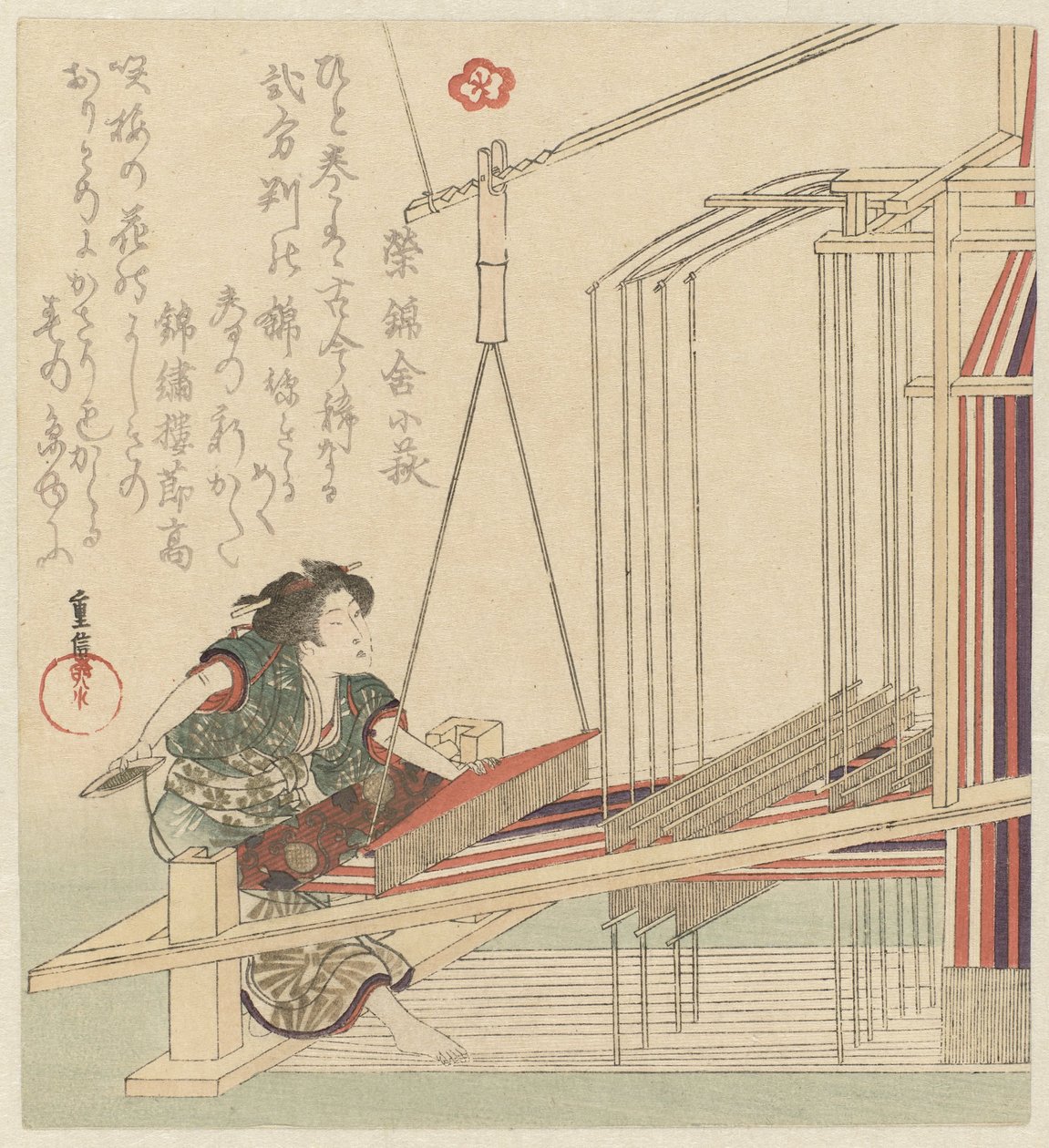 Nő a szövőszék mögött alkotó: Yanagawa Shigenobu (II)