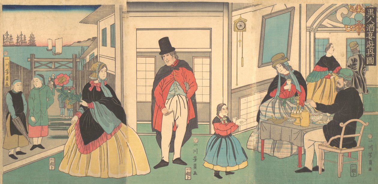 Külföldiek lakomán, 2. hónap, 1862. alkotó: Yoshikazu