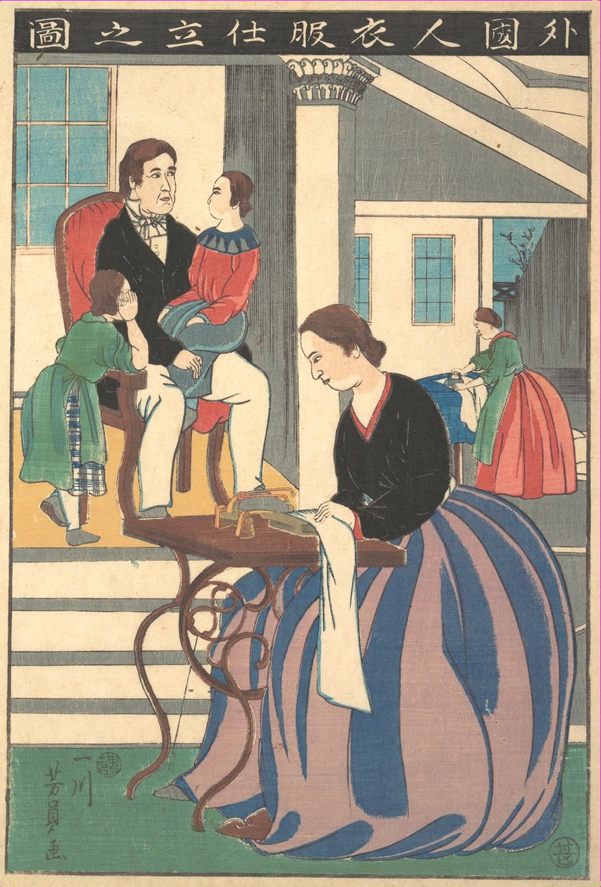 Ruhát készítő külföldi képe, 1860. alkotó: Yoshikazu