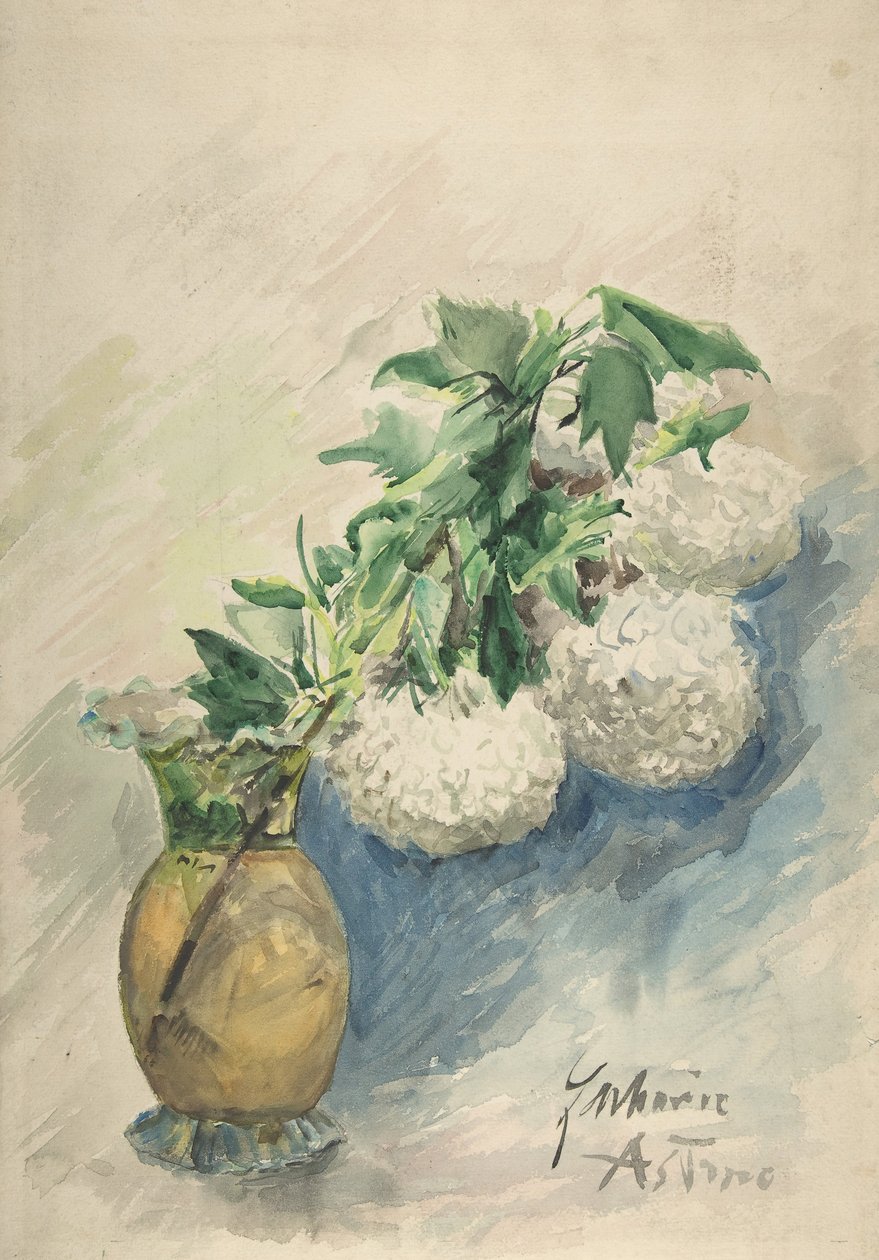 Fehér virágok vázában, kb. 1884-1904. alkotó: Zacharie Astruc