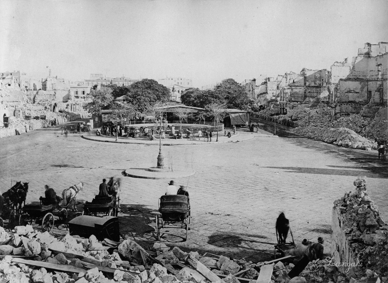 Mansheyya tér Alexandria bombázása után, 1882 alkotó: Zangaki Brothers