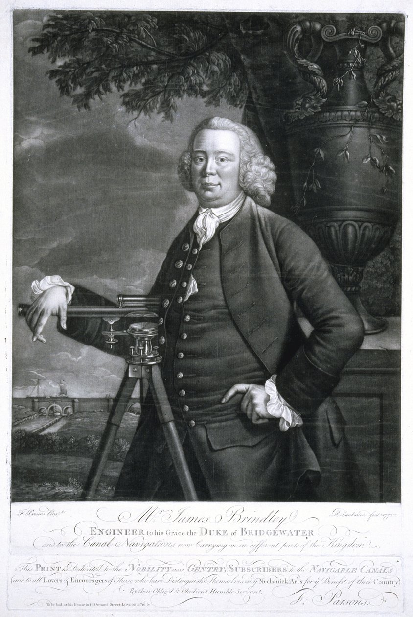 James Brindley brit építőmérnök és csatornaépítő alkotó: Frederick (attr. to) Barnard