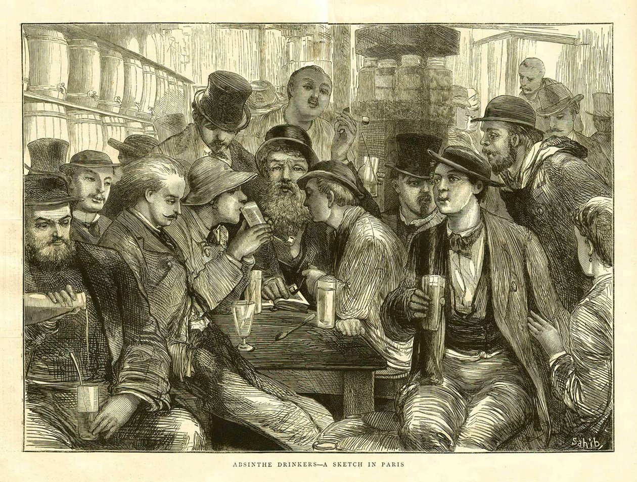 Az Abszintivók, Párizs 1872 alkotó: Frederick (attr. to) Barnard