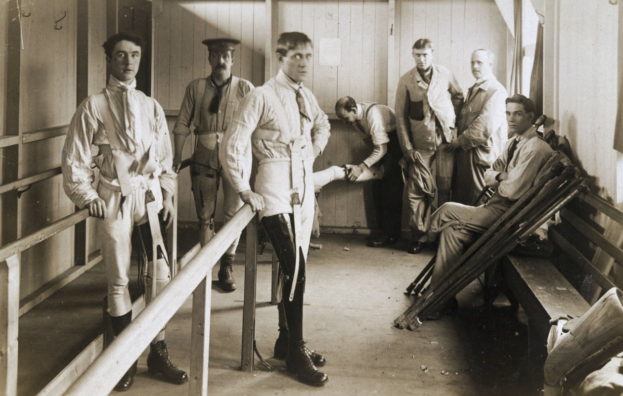 Protetika Műlábat viselő katonák, c 1915-1918 alkotó: Ferdinand Georg Waldmuller