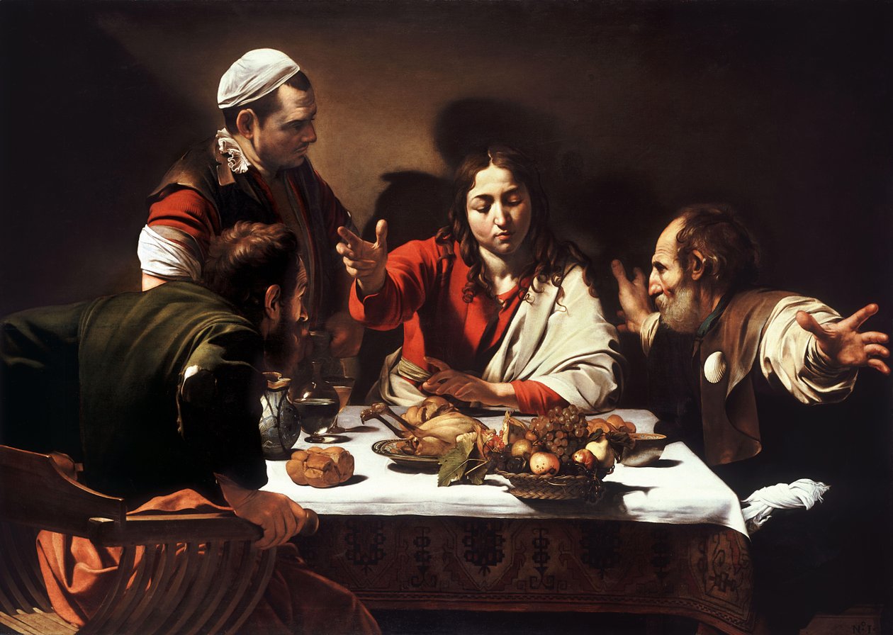 Vacsora Emmausban alkotó: Michelangelo Merisi da  Caravaggio