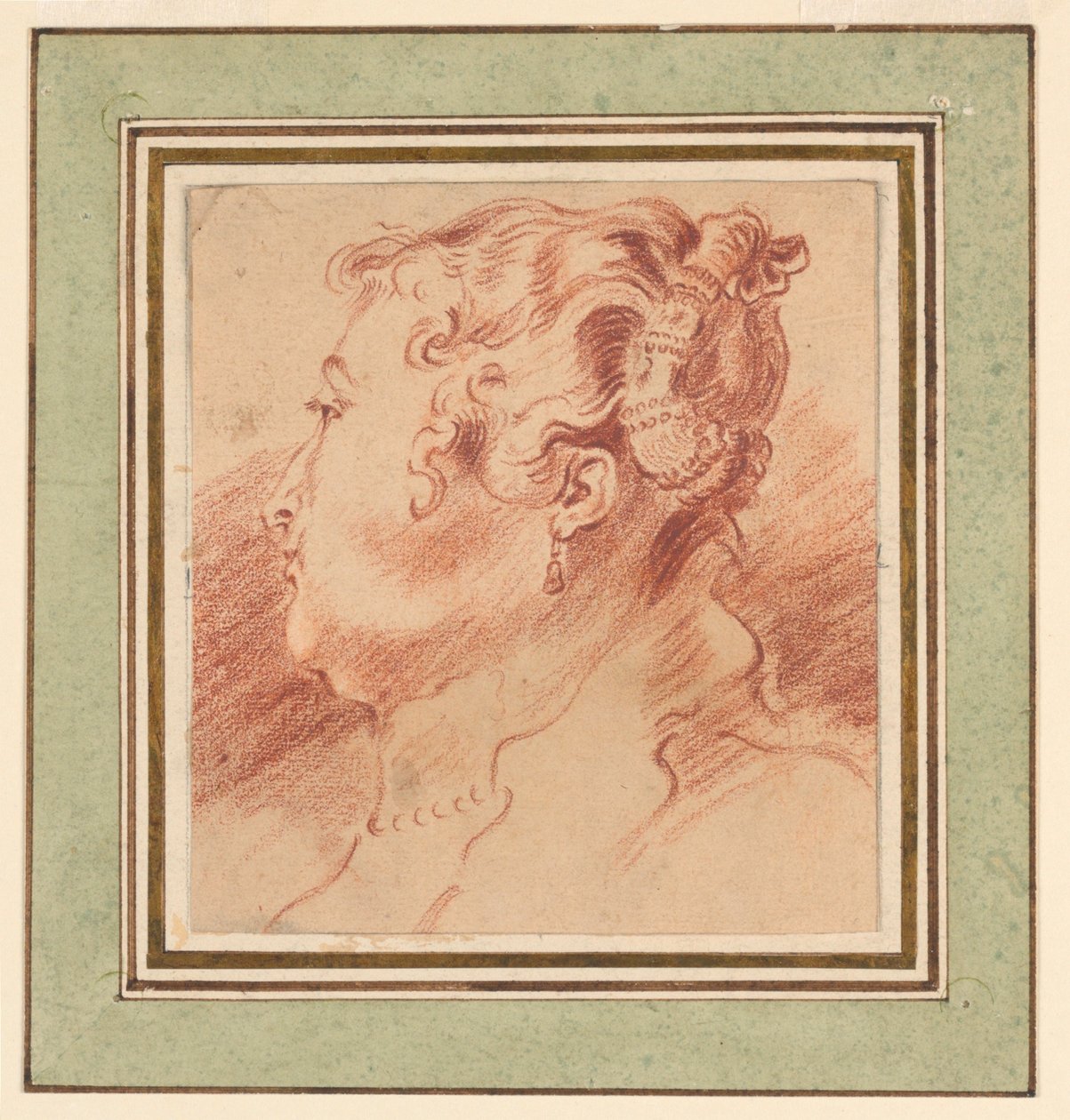 Tanulmány a női fejről alkotó: after Antoine Watteau