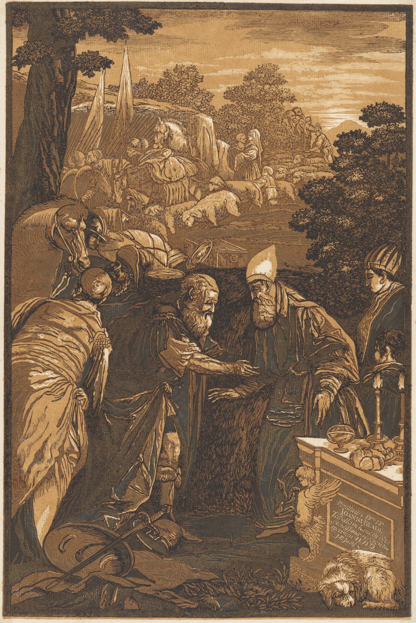 Melkisédek Ábrahám áldása alkotó: after Francesco Bassano II John Baptist Jackson