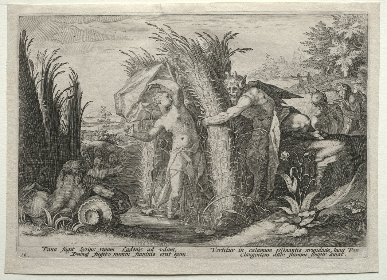 Pan Susuing Syrinx alkotó: after Hendrick Goltzius