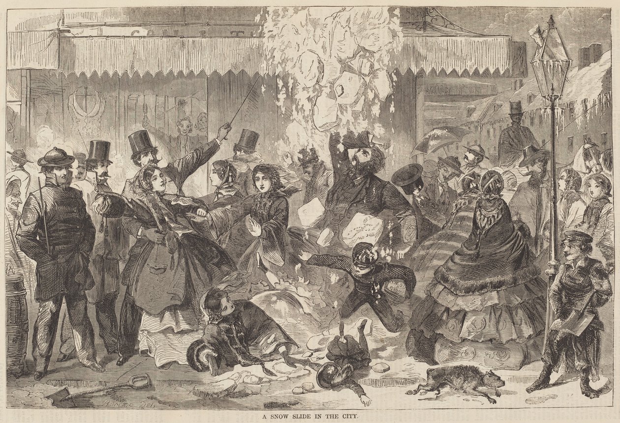 Havas csúszda a városban alkotó: after Winslow Homer