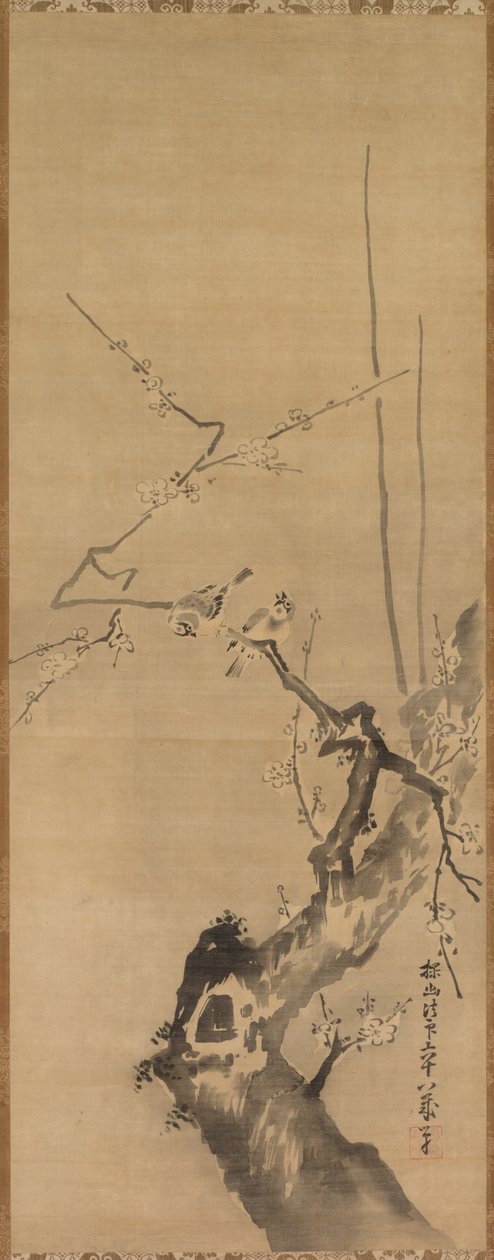 Veréb a virágzó szilván alkotó: attributed to Kano Tan’yū