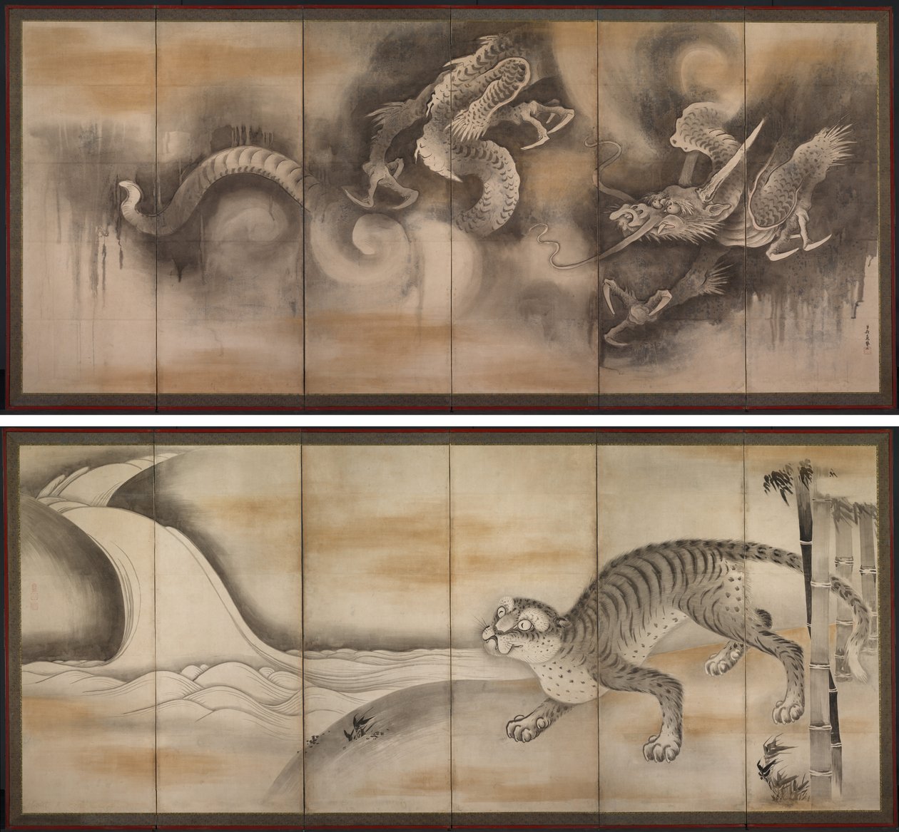 Sárkány és Tigris alkotó: attributed to Soga Nichokuan
