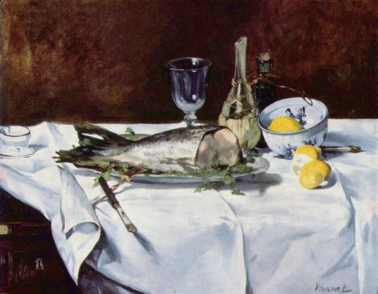 Csendélet lazaccal alkotó: Édouard Manet