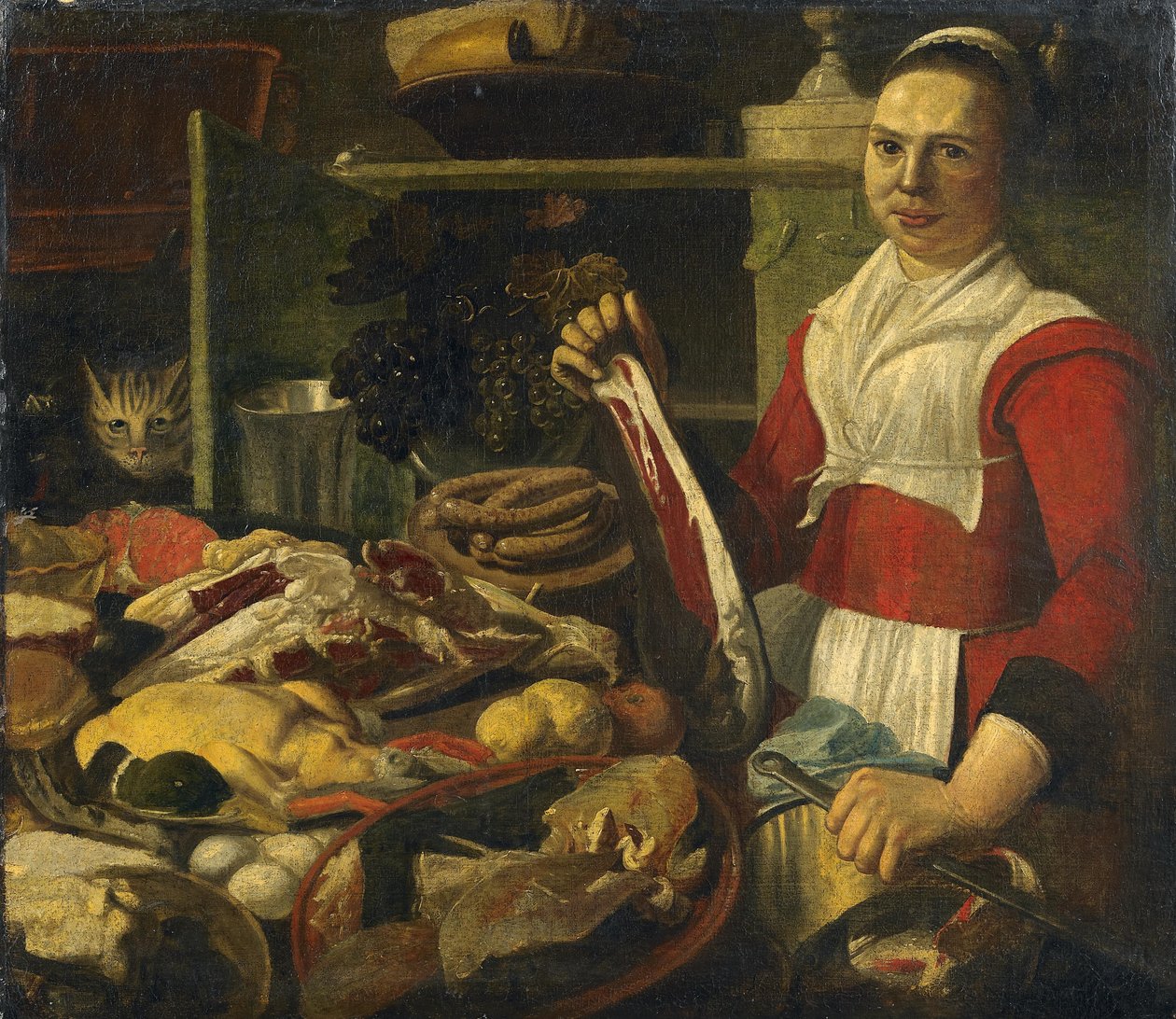 Nagy konyha csendélet alkotó: follower of Pieter Corneliusz. van Rijck