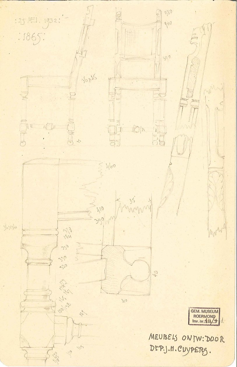 A bútorokat tervezte dr. P.J.H. Cuypers alkotó: Pierre Cuypers