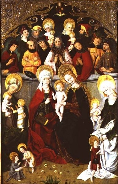 A Szűzanya családja, 1497 (tempera, tábla) alkotó: school of Master of the Rhine