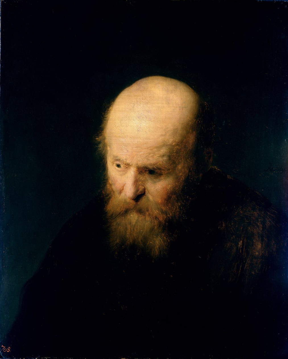 Egy kopasz feje, öreg, 1632 alkotó: studio of Rembrandt Harmensz. van Rijn