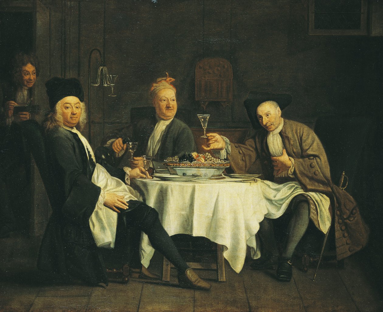 Alexis Piron költő (1689-1773) az asztalnál barátaival, Jean Joseph Vade-del (1720-57) és Charles Colle-lal (1709-83) alkotó: Étienne Jeaurat
