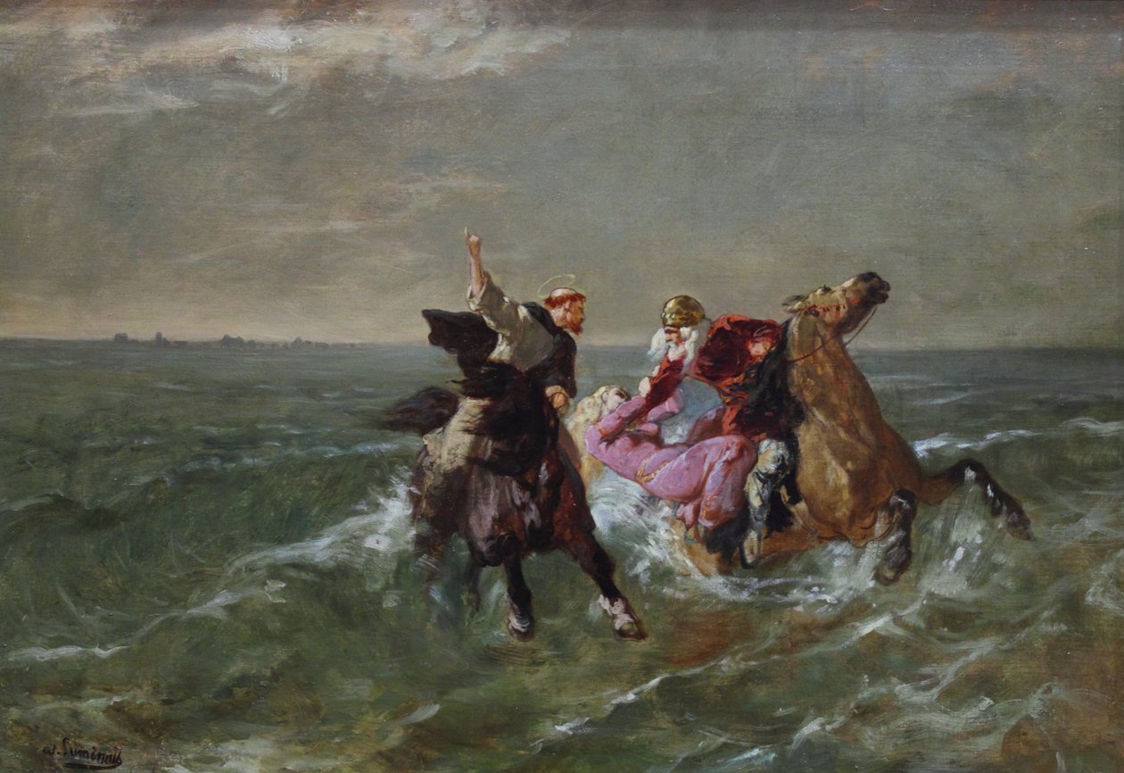 Saint Guénolé és Gradlon király útja alkotó: Evariste Vital Luminais
