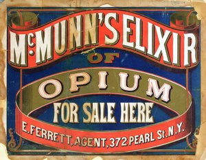 McMunns ópiumielixírt reklámozó plakát