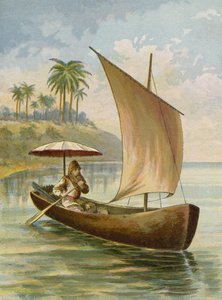Robinson Crusoe vitorlázik a csónakjában