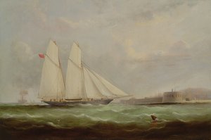 Esmeralda Schooner Yacht Cherbourg felé közeledik, 1861