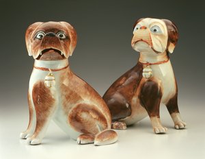 Mopsz kutyapár (porcelán)