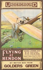 "Flying at Hendon", reklámplakát, 1914