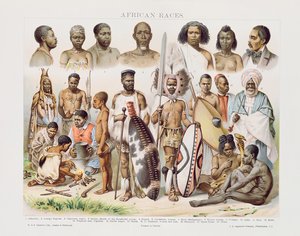 Afrikai versenyek (színes gravírozás)