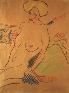 Ülő akt, 1907 körül (kréták papíron)
