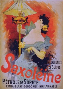 Saxoleine biztonsági lámpaolajat reklámozó plakát, 1890-es évek