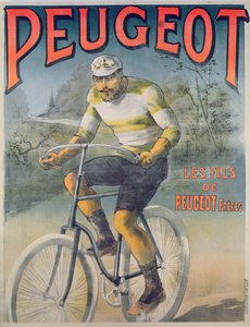 A Peugeot kerékpárokat reklámozó plakát (színes gravírozás)