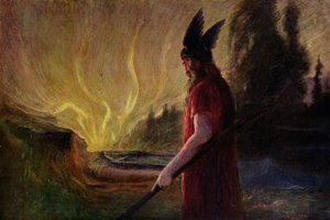 Ahogy a lángok felcsapnak, Odin távozik, 1909