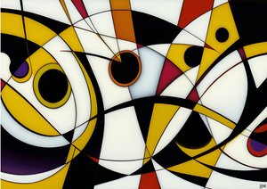 abstract: on white-circles+swings 3