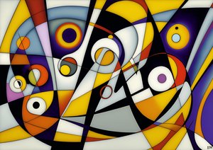 abstract: on white-circles+swings 6