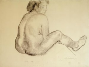 Käthe Kollwitz, női akton ülve, hátulról jobbra