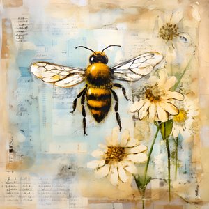 eine Bienen-Illustration in Pastell-Impasto-Öltechnik 3