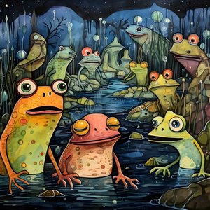 ganzseitige Aquarell- und Tuschemalerei von Froeschen 1