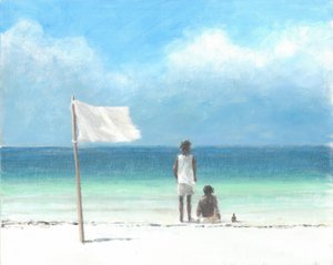 Boys on Beach, Kenya (akril papíron)