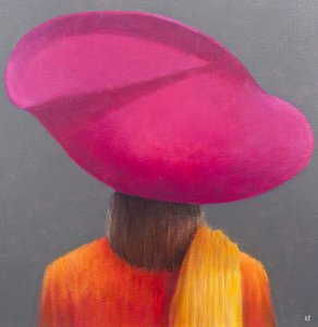 Magenta kalap, sáfrányszínű kabát, 2014