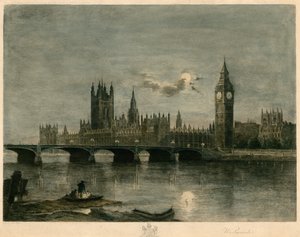 Westminster éjjel színes metszet
