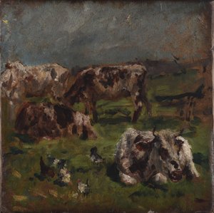 Tehenek és csirkék, 1880 körül