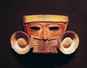 Emberi maszk, Teotihuacanból (festett kő)