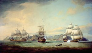 A Ceres nevű kelet-indiai hajó Szent Ilona partjainál, 1788